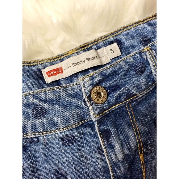 Levi's‎ Shorty Shorts Jean Shorts With Polka Dots Size 5 - Picture 2 of 7